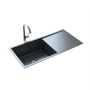 Fregadero de Cocina de Acero Inoxidable Negro, de un Solo Tazón, Rectangular, de Instalación Bajo Encimera, Diseño Moderno, Acabado Mate - Product Image 1