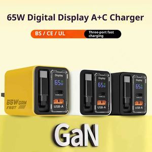 Chargeur de nitrure de gallium à affichage numérique ligne extensible 65W adapté aux adaptateurs de charge rapide <span class=keywords><strong>Apple</strong></span> et Huawei Type <span class=keywords><strong>C</strong></span> - Product Image 5