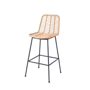 2024 Offre Spéciale chaise haute en rotin synthétique PE tabouret de bar en rotin mobilier d'extérieur chaise en rotin