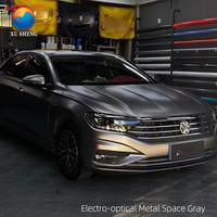 Film de protection de voiture en chrome satiné mat de qualité supérieure, PET électro-optique, gris spatial métallique, installation facile, autocollant extensible pour véhicules