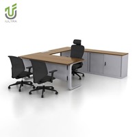 Bureau de direction moderne IULTRA, design ovale luxueux, table de réunion pour PDG, surface en bois MDF/MFC durable, résistante à l'eau