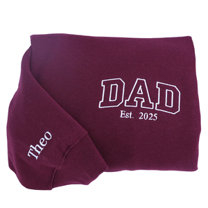 Sweat-shirt à capuche personnalisé pour papa 2026, brodé, col rond avec nom de l'enfant, jersey uni respirant, unisexe, saison hivernale - Product Image 1