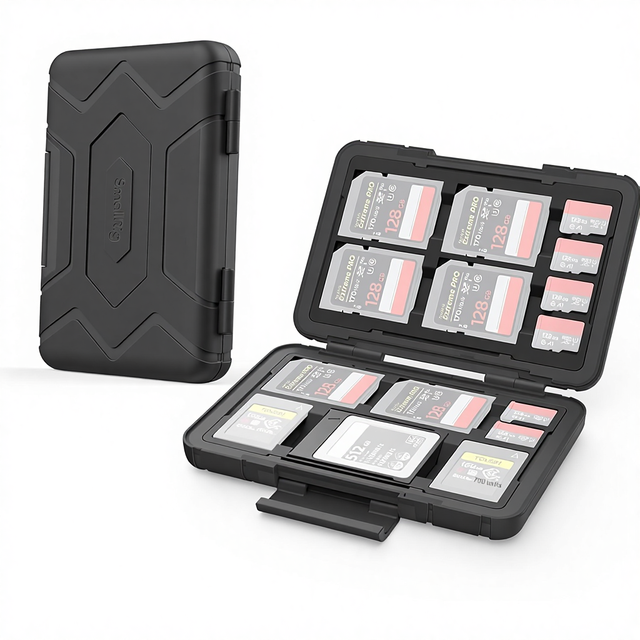 For Memory Card Holder Case 15 Slots Water-Resistant SD Micro SD CFexpress Type A/Type B XQD Card 3192