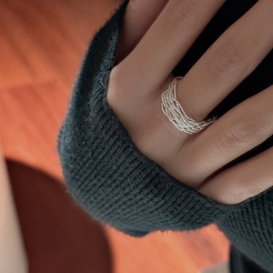 S925 Sterling Silver Korean Style Niche Design Flash Retro Woven Ring Korean Fashion Handmade Personalized Finger Ring Wholesale - Product Image 3