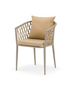 Silla <span class=keywords><strong>de</strong></span> Comedor <span class=keywords><strong>de</strong></span> Estilo Exportación, <span class=keywords><strong>de</strong></span> Aleación <span class=keywords><strong>de</strong></span> Aluminio, Tejida con Cuerda, Impermeable, Ligera, Moderna y Cómoda, para Patio y Jardín - Product Image 2