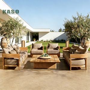 Conjunto de Salón de Lujo para Exterior Sofá Seccional de Ratán Muebles de Patio de Madera Modernos Conjunto de Muebles <span class=keywords><strong>Modulares</strong></span> para Jardín Sofá de Teca - Product Image 1