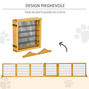 PawHut-Portón de madera y acero para perros pequeños y medianos, con 6 paneles plegables, 432x36x70cm - Product Image 5