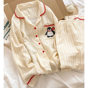 ชุดนอนผ้าฝ้ายเนื้อนุ่มสองชั้นสำหรับผู้หญิง เอวยืดหยุ่น แขนยาว <span class=keywords><strong>กางเกง</strong></span>ขายาว น่ารัก สไตล์ลำลอง ใส่สบายๆ อยู่บ้าน เหมาะสำหรับฤดูใบไม้ร่วง - Product Image 5