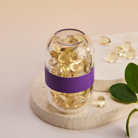 Nouvelle conception de bouteille en plastique PS 2 en 1 à paroi épaisse avec bouchon à vis 30 ml + 30 ml pour deux types de capsules, capsules de vitamines, médicaments