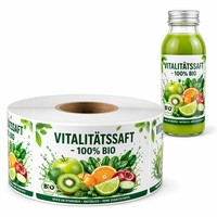 Étiquettes de bouteilles personnalisées en rouleau, autocollantes, résistantes aux rayures, aux UV et à l'eau, découpées à la forme, imprimées pour l'emballage de jus
