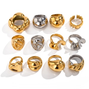 Anillo llamativo <span class=keywords><strong>de</strong></span> acero inoxidable 316L chapado en <span class=keywords><strong>oro</strong></span> <span class=keywords><strong>de</strong></span> 18 quilates para mujer, diseño <span class=keywords><strong>de</strong></span> cúpula, corazón <span class=keywords><strong>y</strong></span> croissant, anillo <span class=keywords><strong>de</strong></span> moda audaz, <span class=keywords><strong>venta</strong></span> al por mayor OEM - Product Image 6