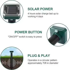 Repelente sónico <span class=keywords><strong>de</strong></span> plagas con energía Solar subterránea <span class=keywords><strong>de</strong></span> alta resistencia, fácil instalación, ecológico, para ratón, rata, serpiente - Product Image 4