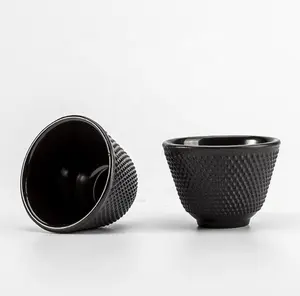 Wholesale 30ml 50ml 100ml black small spots pattern cast iron cup tea bowl set sauce holder