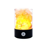 Custom ההימלאיה מלח שולחן מנורת לילה אור עם חיישן מגע צבעוני LED מנורת מלח טבעי מתנה חיוני שמן