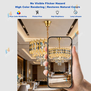 Lámpara de Techo Colgante de Cristal de Lujo Grande con Acabado Dorado y LED Regulable - Product Image 2