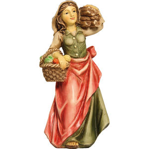 Figurines de la Nativité de Noël de 12 cm, servante avec un panier en bois pour figurines et jouets de Noël (9006935007015) - Product Image 1