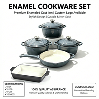 Ensemble de batterie de cuisine antiadhésive 5 pièces, compatible four, casseroles et poêles en fonte pour cuisinières à induction et à gaz