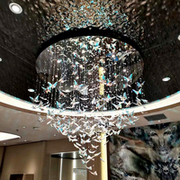 Lampe suspendue personnalisée pour salon, décoration intérieure, lumière de luxe, restaurant, papillon, cristal, lustre moderne à LED pour hôtel, plafonds hauts