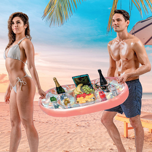 Enfriador flotante inflable, soporte para bebidas con confeti brillante, Flotador para piscina, 8 soportes, barra de servicio para playa, lago, bañera de hidromasaje, <span class=keywords><strong>jacuzzi</strong></span> - Product Image 3