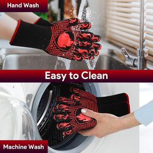 Guantes para Barbacoa, Guantes para Horno, Guantes para Asar - 1472 ℉   Guantes de Horno Resistentes al Calor Extremo, Guantes de Cocina de Silicona Antideslizantes para Asar - Product Image 6