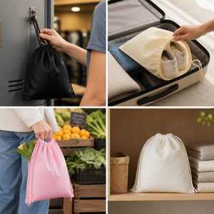 Sacs à cordon non tissés, 5 tailles (15x20 à 45x55 cm), pochettes réutilisables, sacs à chaussures, sacs cadeaux, sacs de rangement, sacs de voyage, sacs d'épicerie, 7 couleurs, vente en gros, personnalisables - Product Image 4