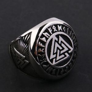 European and American Fashion Retro Stainless Steel Viking Triangle Pattern Men and Women Personality Titanium Steel <b>Ring</b> <b>Ring</b> - Product Image 4