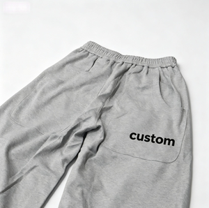 Pantalones Deportivos Personalizados para Hombre, Cintura Elástica, Gris, 100% Algodón, Estilo Casual Otoñal, Bolsillos, Logotipo en la Pierna Derecha - Product Image 5