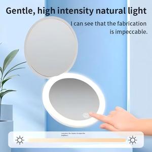 Tùy Chỉnh Màu Hồng LED Ánh Sáng Trang Điểm Gương UV Logo Dễ Thương Cầm Tay Nhỏ Nhỏ Gọn Vanity Mỹ Phẩm Túi Espejos Spiegel Magnifying - Product Image 4