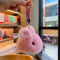 Porte-clés en peluche de lapin super doux, mini breloques pour sac, adorables jouets en peluche, accessoires de voiture unisexes