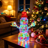Bonhomme de neige de Noël holographique à effet cristal 3D lumineux, alimenté par USB, LED RGB à intensité variable, éclairage décoratif écologique pour Noël