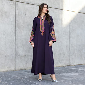 Robe Abaya Maxi en Polyester Brodé de Luxe pour Femmes Musulmanes, Tenue Personnalisée pour Occasions Spéciales, Fournisseur OEM ODM - Product Image 1