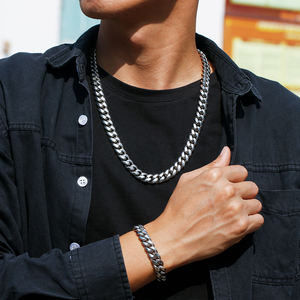 KRKC — chaîne à mailles cubaines en acier inoxydable, fermoir glacé, 12mm, plaqué or, argent blanc, <span class=keywords><strong>Miami</strong></span>, livraison directe - Product Image 5