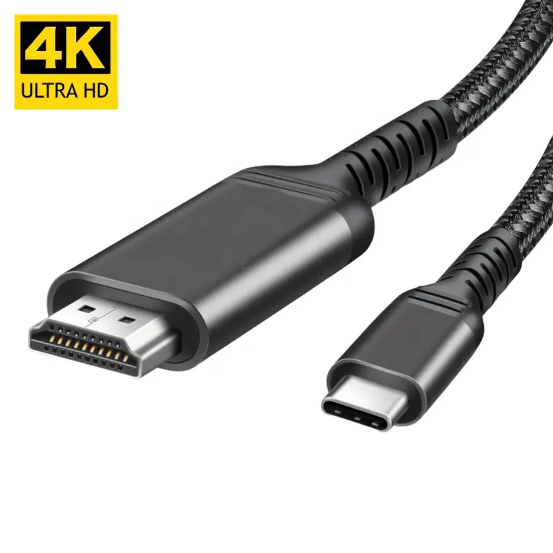 High Speed Nylon Braided 4K 60Hz USB 3.1 Type C To HDMI Cable For HDTV For Mac TV Projection