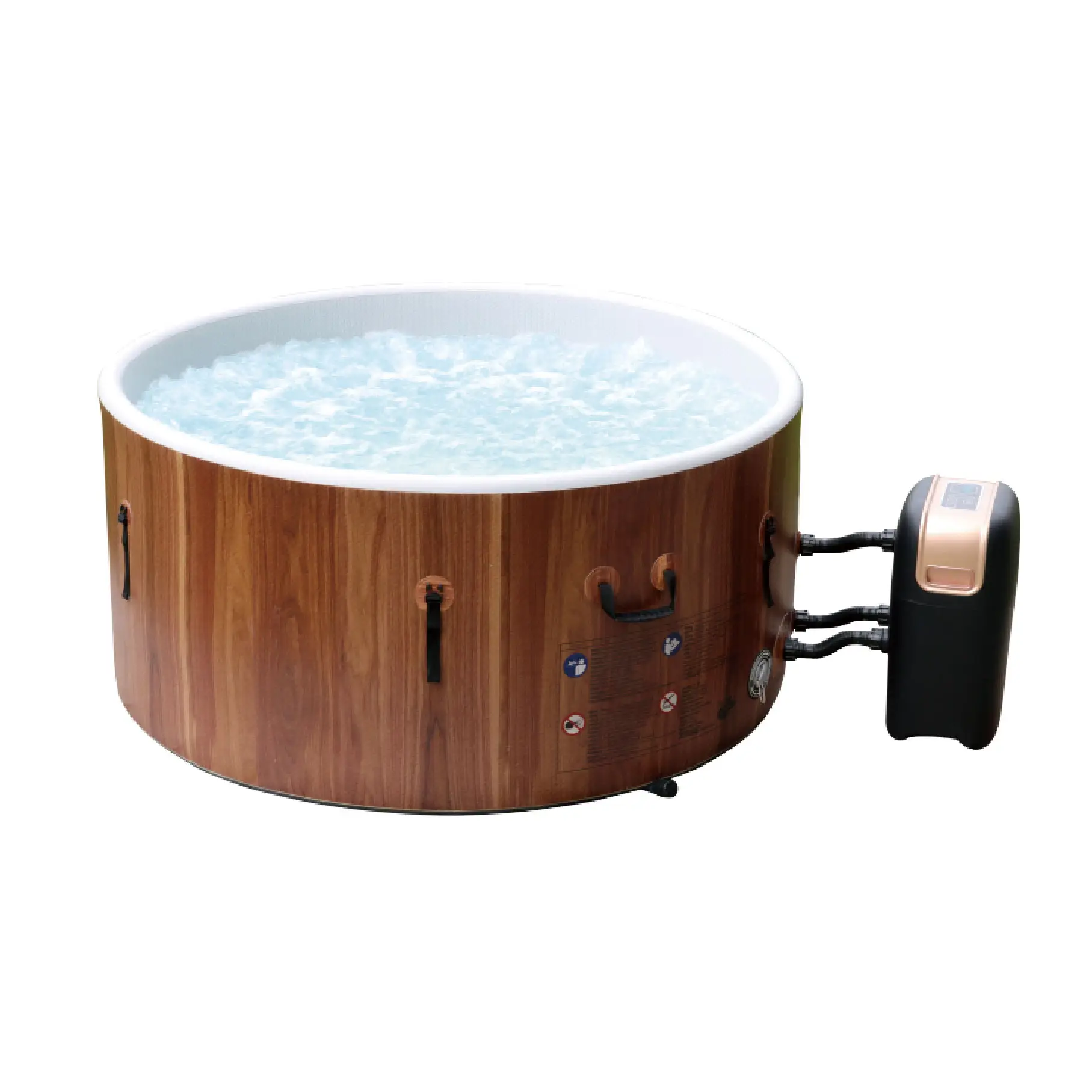 New developed Custom Round Dropstitch Hottub Inflatable Wood Hot Tub Spa Pool for 4-6 People