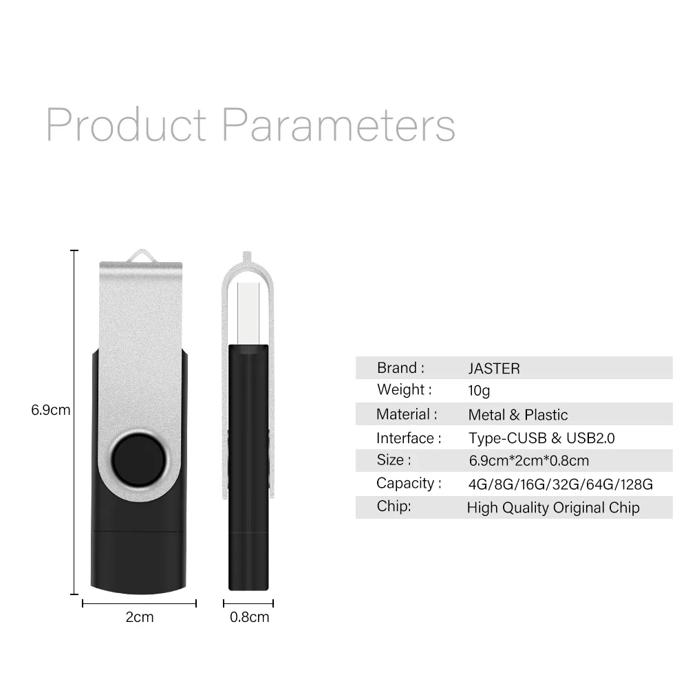 Jaster promozionale OTG 2 In 1 Usb Flash Drive 32gb 16gb 8gb 4gb 2gb 128mb di plastica Pen Drive