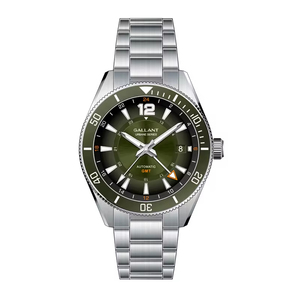 Reloj de Pulsera de Metal Personalizado para Hombre, Estilo Moderno, Reloj de Acero Automático con Zafiro GMT Plateado, Resistente al Agua - Product Image 3