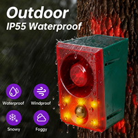 Répulsif solaire pour animaux KMV avec capteur PIR, sirène 129 dB, alarme stroboscopique, 3 modes, télécommande, IP55 pour ferme, jardin, cerfs, sangliers