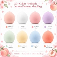 Spons Makeup JLY Bentuk Peach, Hidrofilik, Poliuretan, Bebas Lateks, Dapat Digunakan Basah dan Kering, untuk Foundation