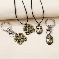 Collier vintage en acier inoxydable et porte-clés rétro, inspirés de l'animation JOJO's Wonderful Adventure Stone Ghost Face Shore Dew
