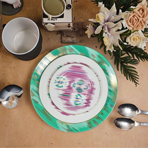 Service de table de luxe en porcelaine fine plaqué or de 10 pouces, motif rond, pour 6 personnes, usage domestique, vente en gros - Product Image 3