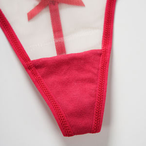 Mutandine perizoma con fiocco rosso trasparente Sexy di san valentino a vita bassa Tangas Lingerie da donna biancheria intima trasparente trasparente - Product Image 5