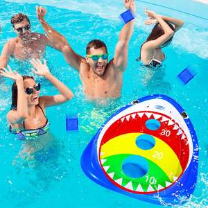 Jeu de Cornhole Gonflable Requin pour Piscine avec Trous et 5 Sacs de Haricots – Jouet Flottant pour Adultes Multi-Joueurs - Product Image 1