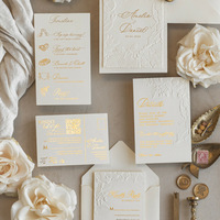 Cartes d'invitation de mariage personnalisées gaufrées, dorure à chaud, motif floral élégant, style luxueux, écologiques pour la Saint-Valentin et les anniversaires
