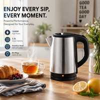 Bouilloire Électrique en Gros en Acier Inoxydable 1500W Chauffage Rapide Finition Sablée Couvercle en Acier Intérieur Prise UE Chauffe-Eau Rapide