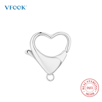 Fermoir Mousqueton en Argent Sterling 925 VFOOK, Forme Cœur Romantique, Lisse et Facile à Ouvrir, pour Collier et Bracelet