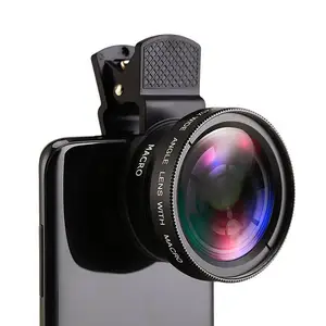 Universal 0.45X Phone Lens Clip On Accessory For Mobile Phones 37mm 0.45 X 49UV Super Wide Angle + Macro Lens Metal
