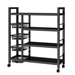 Customizable <b>Metal</b> Storage Rack with Multi-Tier Design and <b>Casters</b> Mobile and Ideal for Kitchens Living Rooms and Offices - Product Image 1