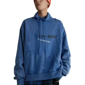 Logotipo personalizado gola alta pulôver camisolas dele e dela solta ajuste hoodie sopro impressão unisex oversize tripulação pescoço camisola homens