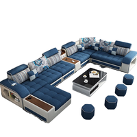Canapé d'angle convertible en tissu éponge au design moderne avec port USB, audio, dossier rembourré et pieds en bois pour salon intérieur