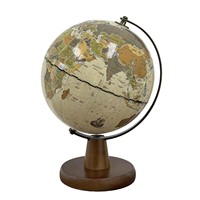 Globe terrestre rotatif à 360° sur base en bois et support métallique, 14,5 cm, certifié CE ROHS, décoration de bureau vintage anglaise